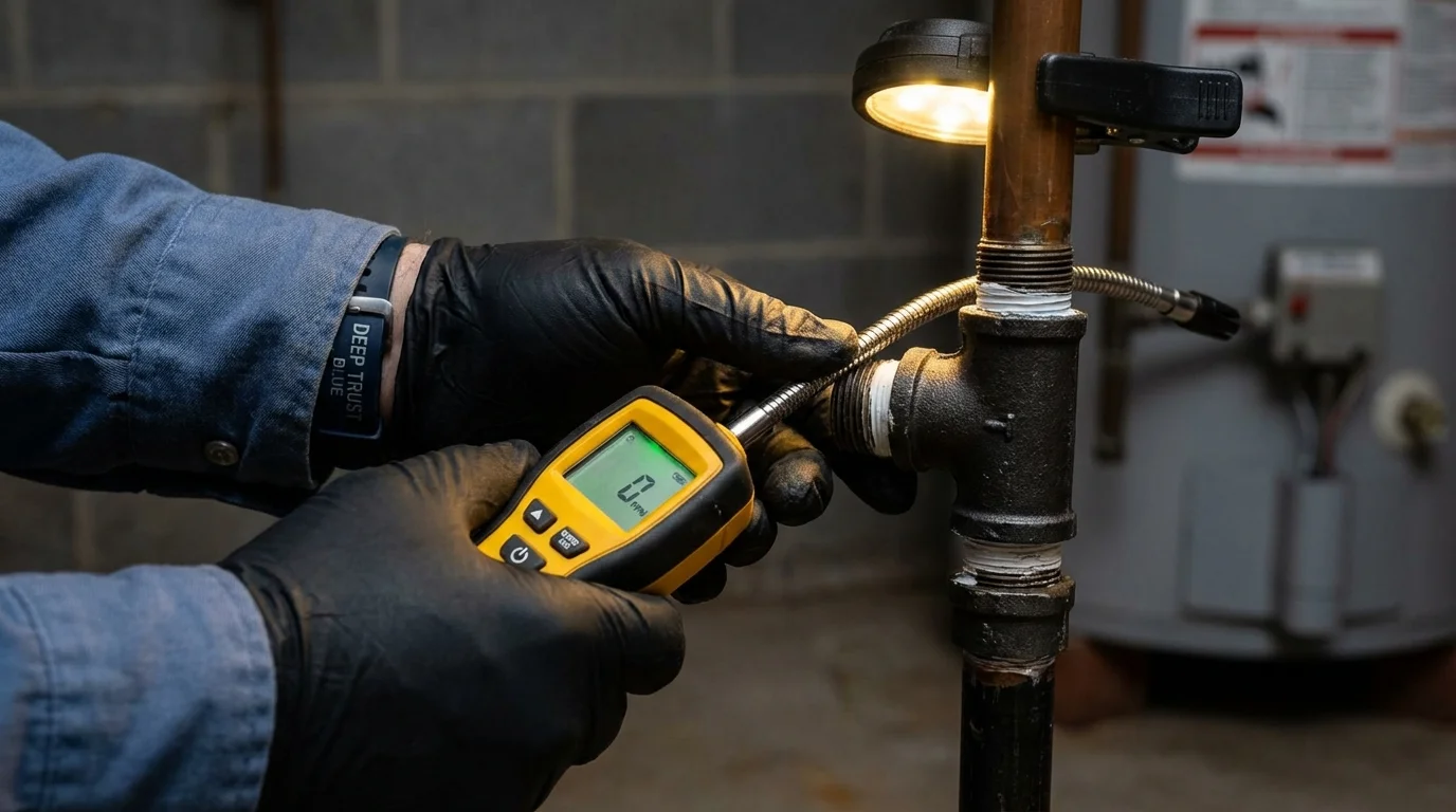 Gas leak detection with electronic sniffer by Johns Plumbing LLC in Yacolt